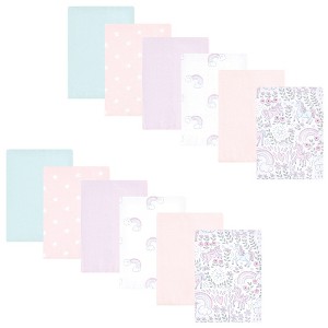 Hudson Baby Infant Girl Flannel Burp Cloth 12pk, Dreamy Unicorn, One Size - 1 of 4