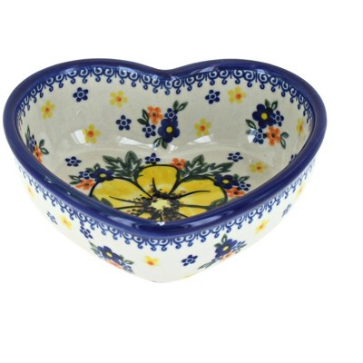 Blue Rose Polish Pottery Buttercup Heart Bowl