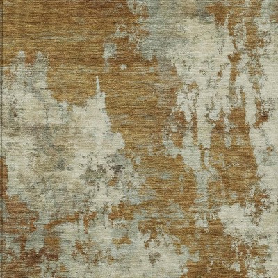 HomeRoots 5' X 8' Terra Cotta And Beige Abstract Washable Indoor Outdoor Area Rug