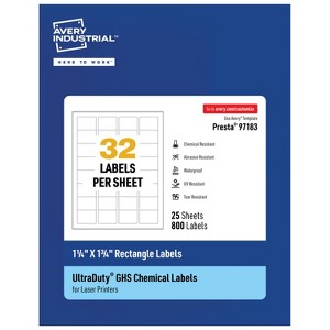 Avery UltraDuty GHS Labels, Waterproof, 1.25 x 1.75 Inch Rectangle Printable Labels, for Use with Laser Printers - 1 of 4
