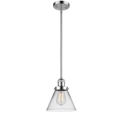 Cone - 1 Light Stem Hung Mini Pendant In Industrial Style-10 Inches Tall and 8 Inches Wide