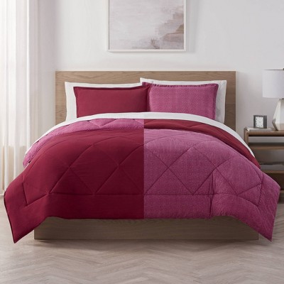 Maroon Queen Reversible Microfiber Bed in a Bag Set
