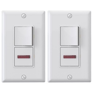 ELEGRP Single Pole Illuminated Light Switch, 15A Decorator Switch, 120V, in-Wall On/Off Switch, Self-Grounding, w/Wall Plate, UL Listed,White 2 PC - 1 of 4