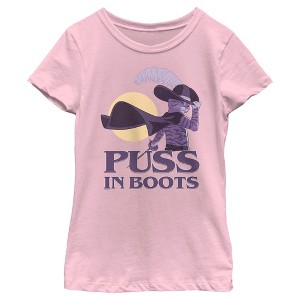 Girl's Puss in Boots: The Last Wish Distressed Purple Puss in Boots T-Shirt - 1 of 4