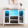 homfan Wine racks Cabinet, Glass Door Wine Cabinet with Rack,Kitchen Sideboard with Storage Rack, for Living Room, Dining Room - 2 of 4