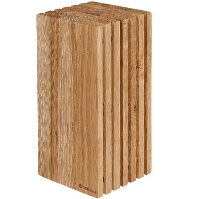 ZASSENHAUS Slotted Knife Block, Oak, 5.4" x 5.4" x 10.75"