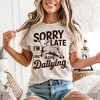 Sorry I'm Late Funny Lamb T-Shirt, Retro Dilly Dallying White and Natural Tee for Quirky Women| OrnamentallyYou - 4 of 4