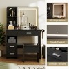 Vanity Desk with Mirror and Lights, 3 Adjustable Lighting Makeup Vanity Desk with 3 Storage Shelves, 5 Large Drawers and Power Outlet - 3 of 4