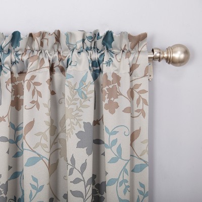 'Helen Floral Print Energy Efficient Rod Pocket Curtain Panel Stone 54''x63''- Sun Zero, Adult Unisex, Grey'