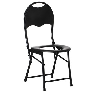 PLAYBERG Black Folding Portable Toilet Seat for Camping and Hiking with Backrest - 1 of 4