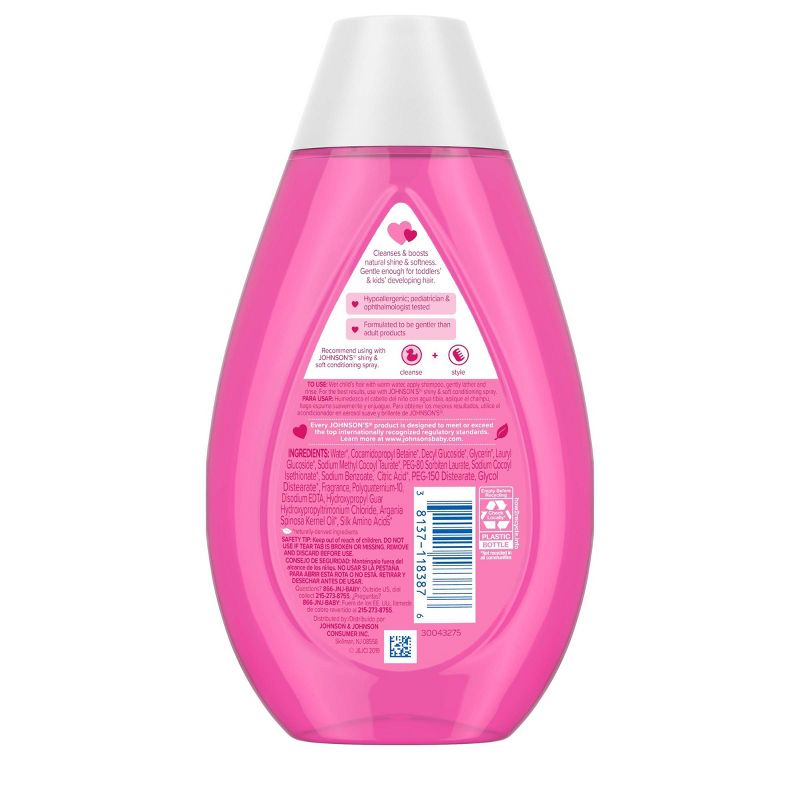 Johnson&#39;s Kids Shiny &#38; Soft Shampoo with Argan Oil &#38; Silk Proteins, for Toddlers&#39; Hair - 13.6 fl oz, 3 of 9