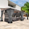 ALAULM 10’ x 24’ Wall Mount Gazebo Outdoor Pergola, Lean to Gazebo Canopy Awnings with Sloped Roof and Steel Frame - 2 of 4