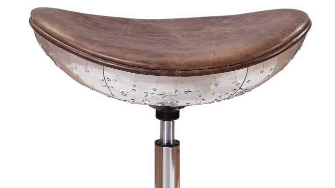 Brancaster Stool Retro Brown Top Grain Leather/Aluminum - Acme Furniture, 2 of 5, play video