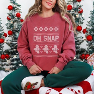 Simply Sage Market Ugly Sweater Oh Snap Garment Dyed Sweatshirt - 1 of 4