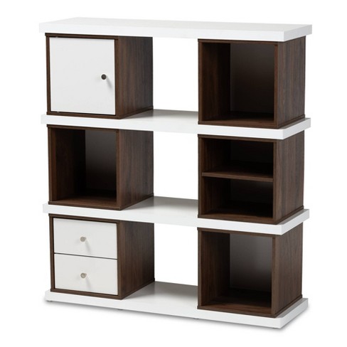 39 06 Rune Two Tone 2 Drawer Bookcase, Baxton Studio Bookcase Assembly