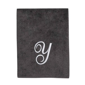 Avanti  Granite with Silver Script Monogram Bath Towel Letter   Y - 1 of 3
