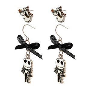 Disney Jack Skellington Earrings from Nightmare Before Christmas  - 2 pair Hypoallergenic Earrings with Charms, Ages 4+ - 1 of 4