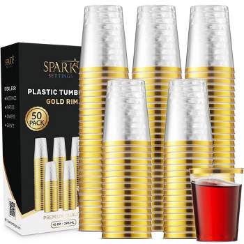 SparkSettings Brown Disposable Plastic Cups 18oz, 50 Pack