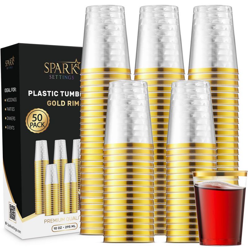 SparkSettings Plastic Cups Disposable 10oz, 50 Pack, 1 of 5