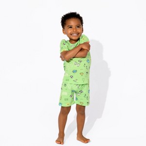 Bellabu Bear Toddler Soccer Bamboo Kids Pajama Short Set - 1 of 3