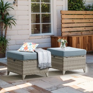 Gymojoy Outdoor Patio Footstool Ottomans with Cushion - 1 of 4