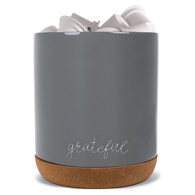 Elanze Designs Grateful Grey X-Large Cork Bottom, Kitchen Counter, Ceramic Stoneware, Coffee, Tea and Hot Chocolate, Machine Brewing, K Capsule Pod