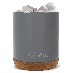 Elanze Designs Grateful Grey X-Large Cork Bottom, Kitchen Counter, Ceramic Stoneware, Coffee, Tea and Hot Chocolate, Machine Brewing, K Capsule Pod - 1 of 4