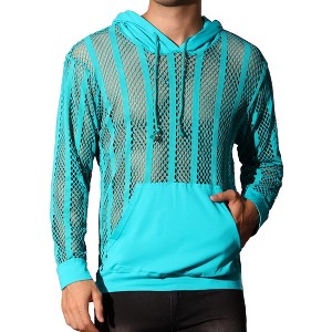 Lars Amadeus Men's Long Sleeves See Through Striped Hoodie Pullover Shirts - 1 of 4