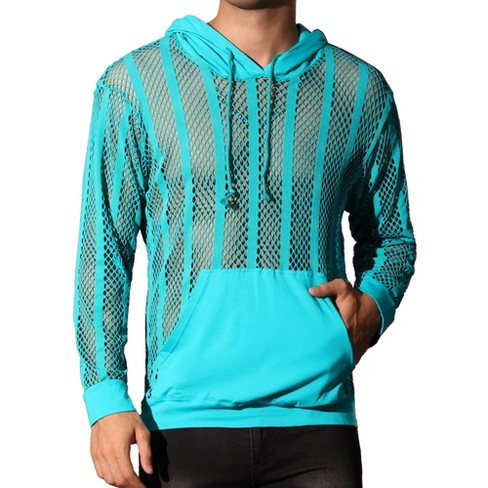 Lars Amadeus Men's Long Sleeves See Through Striped Hoodie Pullover Shirts - image 1 of 4