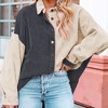 Women's Color - Block Corduroy Shirt, Stylish and Versatile Long - Sleeve Button - Down Top - 4 of 4