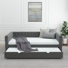 Daybed With Trundle Velvet Upholstered Tufted Sofa Bed,Arms With Button And Copper Nail,Full Daybed For Bedroom,Living Room,Guest Room-Cuddlewood - 3 of 4
