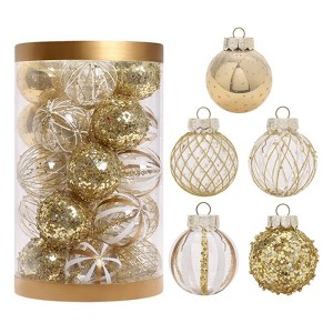 Christmas Ball Ornaments 25-Pack, Shatterproof Sphere Set for Holiday Tree Decor and Table Centerpieces - 1 of 4
