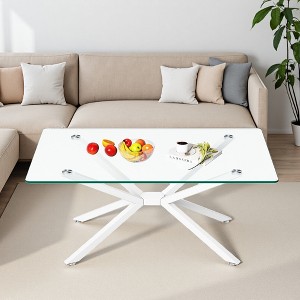 39.37" Glass Coffee Table with Gold Metal Legs - 1 of 4