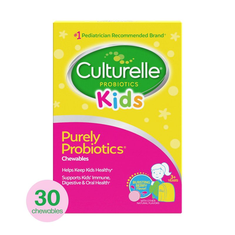 Culturelle Kids Daily Probiotic Chewable Tablets for Immune Support, Digestive and Oral Health - Berry - 30ct, 1 of 12