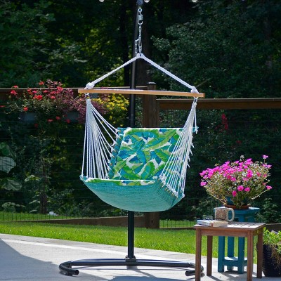 Green Cushioned Hanging Chair with Hardwood Spreader Bar