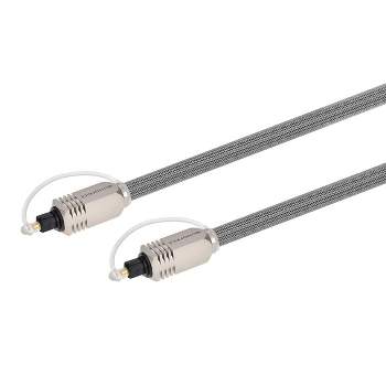 Monoprice Premium S/PDIF (Toslink) Digital Optical Audio Cable - Silver - 6 Feet | Heavy Duty Mesh Jacket, Metal Connector Heads, For Play Station,
