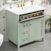 MAYEERTY 36" Bathroom Vanity with Sink Blue Gray MDF Rubberwood 3 Drawers Adjustable Shelf Freestanding - 2 of 4