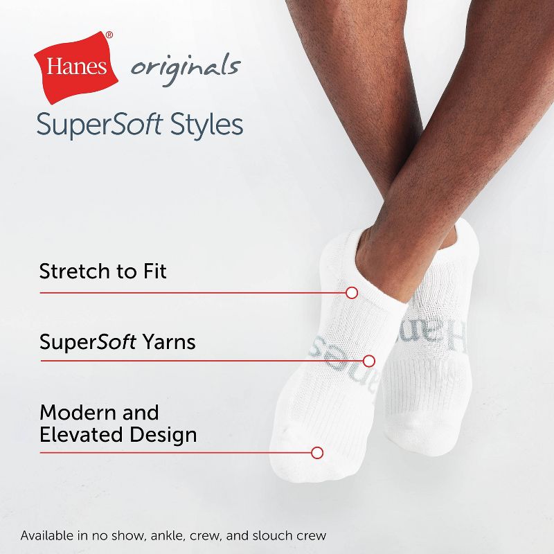 Hanes Originals Premium Men's SuperSoft No Show Socks 3pk - 6-12, 4 of 8