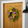 Northlight Peonies and Forsythia Spring Wreath - 24" - Yellow and Purple - 3 of 4