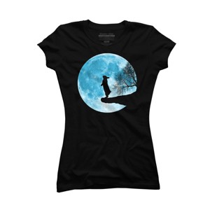 Junior's Design By Humans Moon Bunny By Maryedenoa T-Shirt - 1 of 3