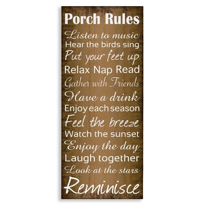Stupell Industries Porch Rules Country Rustic, 10" x 24"