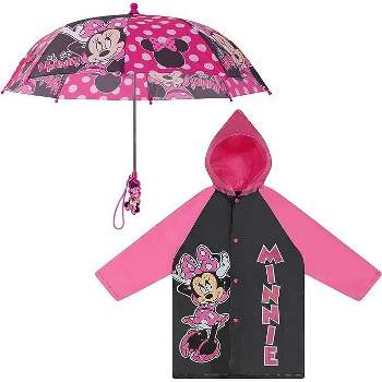 Minnie Mouse Girl's Umbrella and Raincoat Set, Kids Ages 2-5 (pink)
