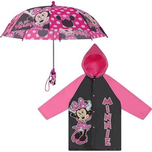 Minnie Mouse Girl's Umbrella And Raincoat Set, Kids Ages 2-5 (pink) : Target