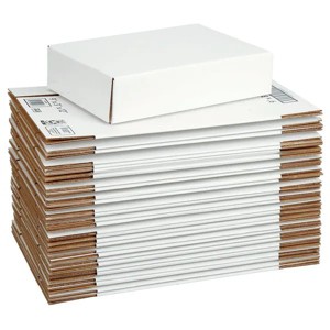 Side-Loading Shipping Box, 9 in. L x 12 in. W x 3 in. H, White, 30-Count Case - 1 of 4