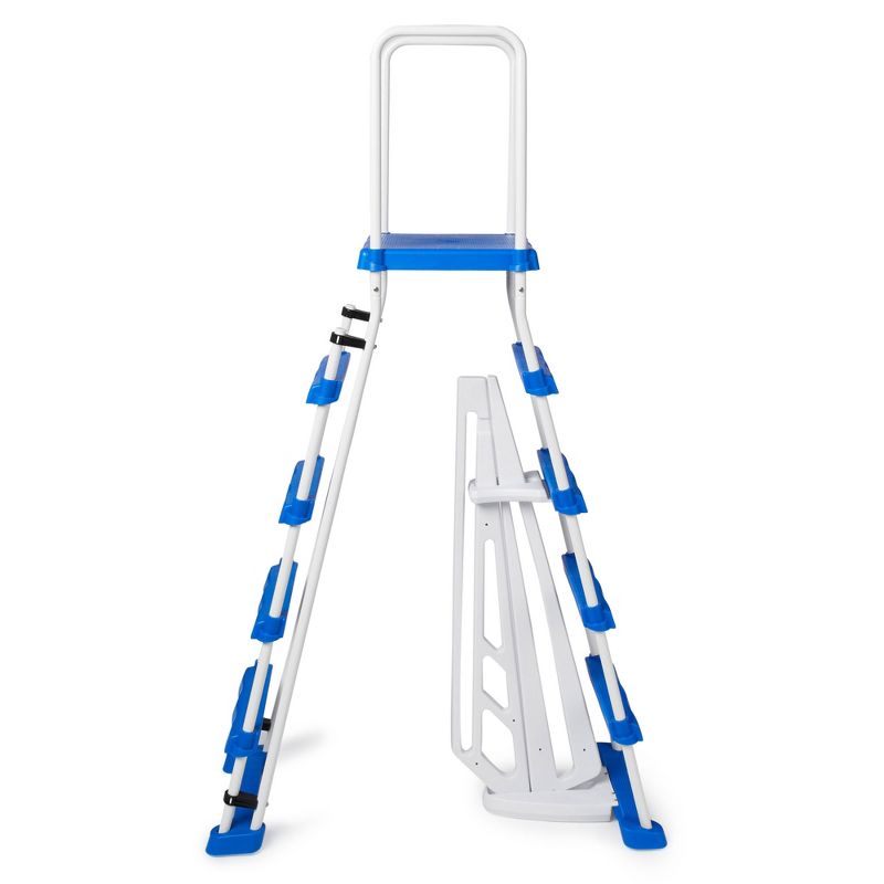 Swimline 5-Step A-Frame Above Ground Entry/Exit Pool Ladder with Handrails and Safety Barrier for 48" to 52" Tall Pool Height, 2 of 7