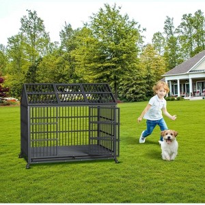 Nasitip Heavy Duty Metal Dog Crate with Lockable Wheels, Removable Tray, Escape-Proof Design for Large, Medium, Small Dogs, Indoor Use - 1 of 4