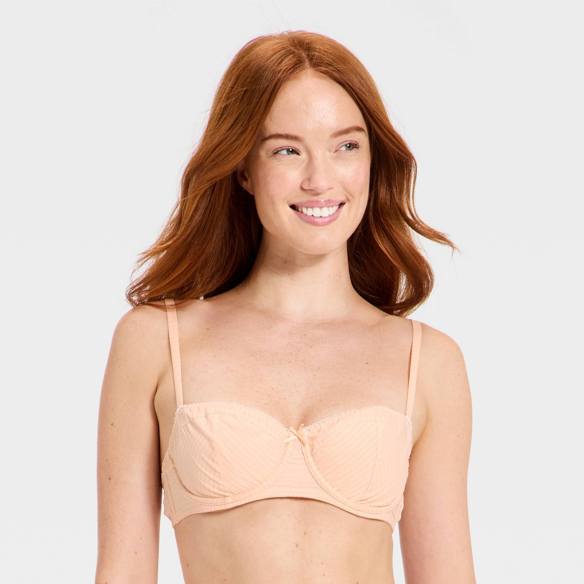 Women's Cotton Poplin Balconette Underwire Bralette - Auden™ Sand Stripe XS