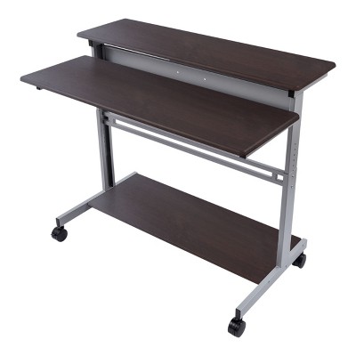 Dark Walnut Adjustable Height Standing Desk with Steel Frame
