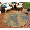 Gold And Charcoal Abstract Washable Indoor Outdoor Area Rug - 2 of 4