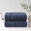 Vynxaria Dark Blue Antimicrobial Cotton Bath Sheet 2 Piece Set - 2 of 4